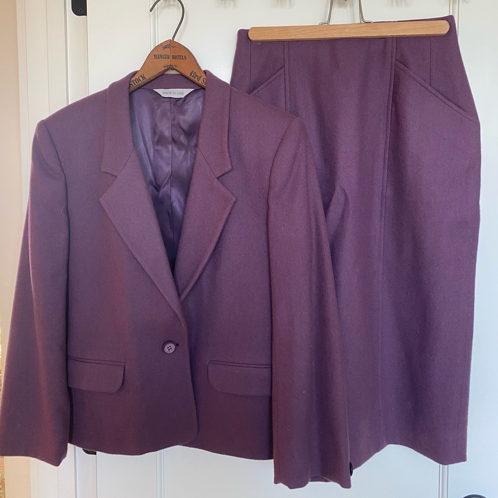 Elegant Purple Blazer and Skirt Set